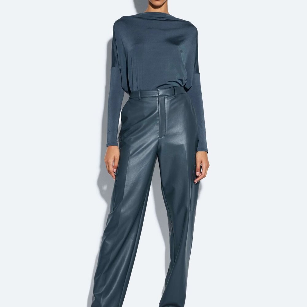 LAPOINTE faux leather trouser in navy